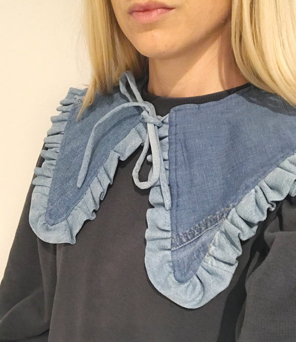 Denim Breastfeeding Cover - Detachable Collar - Margot Mummy collar - RE:LOVED