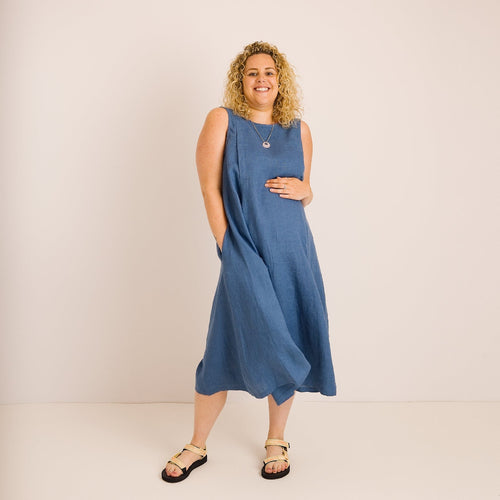 Nursing & Maternity Dress | Cornflower Blue | Breast Dressed