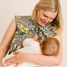 Load image into Gallery viewer, Breastfeeding Cover - Detachable Collar - Margot Mummy collar - Green Abstract Linen Print
