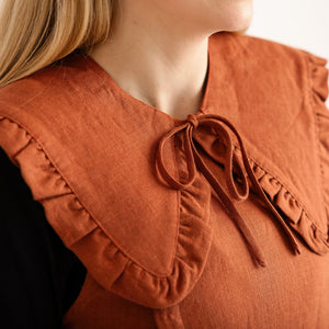 Breastfeeding Cover - Detachable Collar - Margot Mummy collar - Burnt Orange Linen