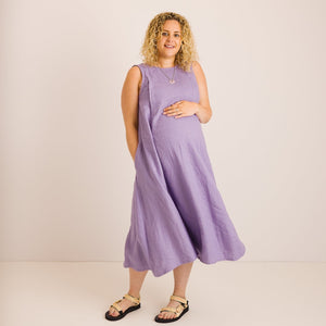 Nursing & Maternity Dress - Lucy - Lavender Linen