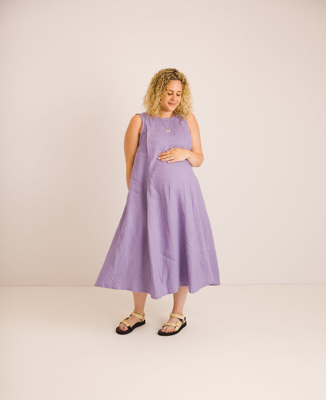 Nursing & Maternity Dress - Lucy - Lavender Linen