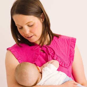 Detachable Collar for Mummy | Pink Linen | Breast Dressed