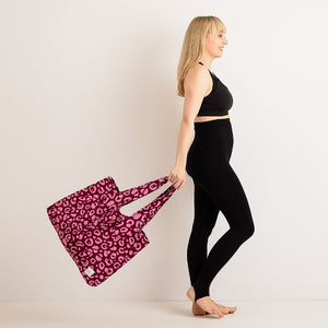 the Everything Tote Bag - pink leopard linen