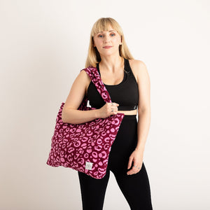 the Everything Tote Bag - pink leopard linen