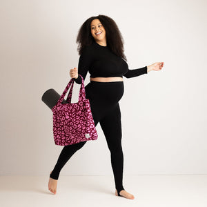 the Everything Tote Bag - pink leopard linen