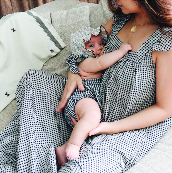 Cotton Maternity Dress | Gingham | Breast Dressed