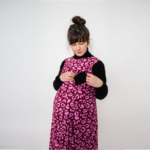 Load image into Gallery viewer, Nursing &amp; Maternity Dress | Pink Leopard Linen | Breast Dressed
