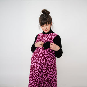 Nursing & Maternity Dress | Pink Leopard Linen | Breast Dressed