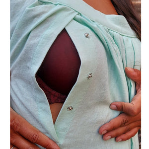 Maternity & Nursing Dress | Teal Green | Breast Dressed