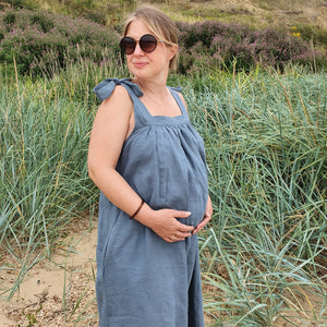 Maternity & Nursing Dress | Teal Green | Breast Dressed