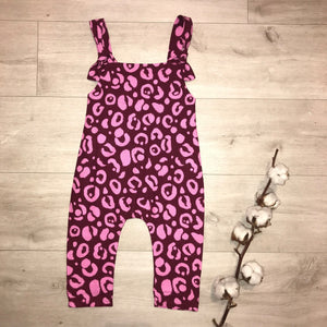 Baby Romper - Mini Me Romper - Pink Leopard Linen