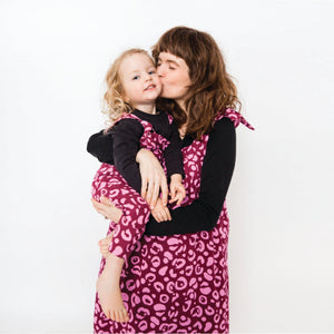 Maternity & Nursing Dress | Pink Leopard Linen | Breast Dressed